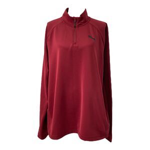 Mens XL Athletic Shirt Puma Red Quarter Zip Heavyweight Long Sleeve High Neck